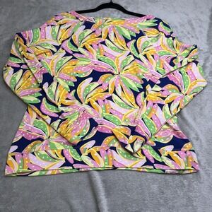 Mary Square Shirt Womens XS Multicolor Tropical Floral Long Sleeve Tee Top